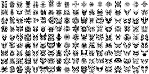 160 sets of Tribal Tattoo Illustrations. Perfect for tattoos, stickers, icons, logos, hats, clothes, websites, posters - obrazy, fototapety, plakaty