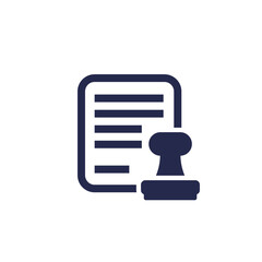 notary icon, stamp and document