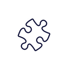 Obraz premium puzzle piece icon on white, line vector