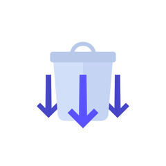 Reducing waste icon with a trash bin, flat vector