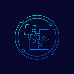 puzzle pieces icon, linear design