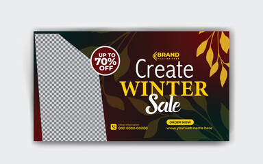 Winter web banner sale social media post banner template