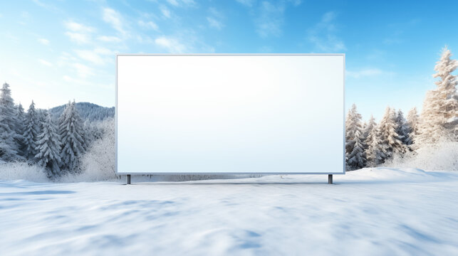 Horizontal billboard in front of winter landscape
