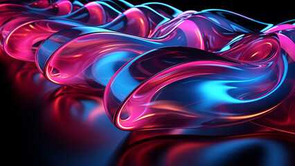 Neon Lights Abstract Pattern Electric Blue and Neon Pink Delight