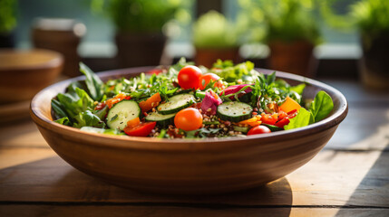 Healthy Food Alternatives  Vibrant Salad Bowl with Fresh Ingredients and Nutritious Dressing