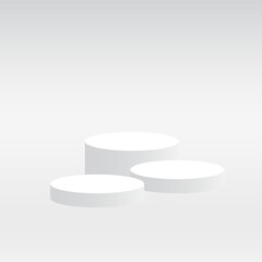 White and grey podium on a white background for product display and product marketing designed on white