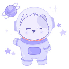 Cute cat animal wear space suit astronaut concept PNG