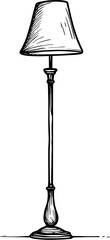 Living Floor Lamp Vintage Outline Icon In Hand-drawn Style