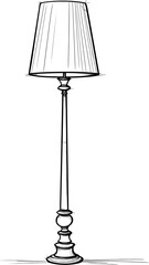 Living Floor Lamp Vintage Outline Icon In Hand-drawn Style