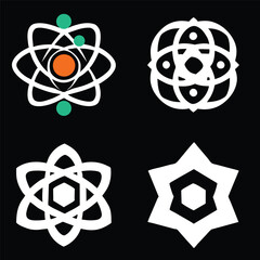 Set of molecular atomic icon logo