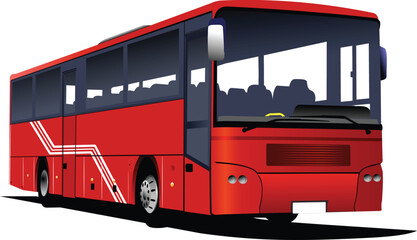 Fototapeta na wymiar Red city bus. Tourist coach. Vector illustration