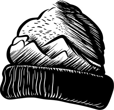 Winter Activity Ski Hat Vintage Outline Icon In Hand-drawn Style