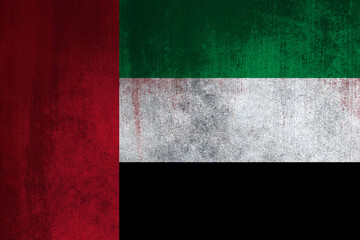 Flag of United Arab Emirates, United Arab Emirates National Flag, High Quality fabric and Grunge Flag Image of United Arab Emirates. Fabric flag of United Arab Emirates.