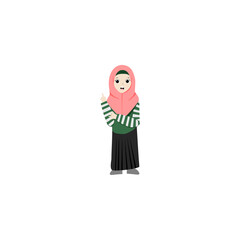 set of women with pink headscarves and green clothes women