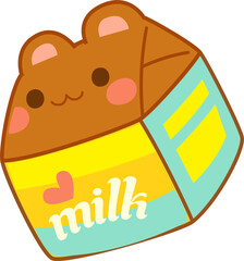 Cute Kawaii Digital Clipart Brown Bear 