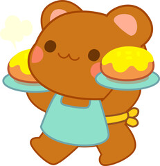 Cute Kawaii Digital Clipart Brown Bear 