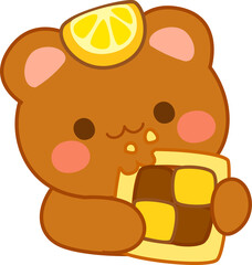 Cute Kawaii Digital Clipart Brown Bear 
