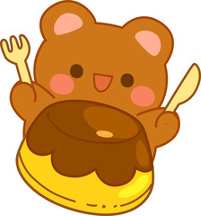 Cute Kawaii Digital Clipart Brown Bear 