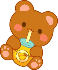 Cute Kawaii Digital Clipart Brown Bear 