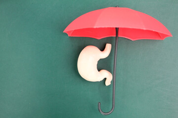 the umbrella protects the stomach. the concept of abdominal organ protection. protection and...