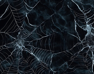 Bright Spider Web On A Dark Black Background - obrazy, fototapety, plakaty
