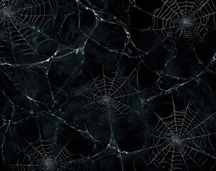 Bright Spider Web On A Dark Black Background