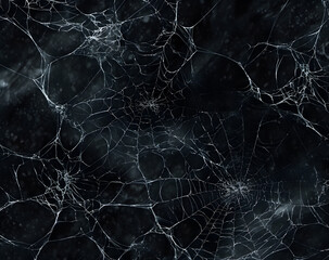 Bright Spider Web On A Dark Black Background - obrazy, fototapety, plakaty