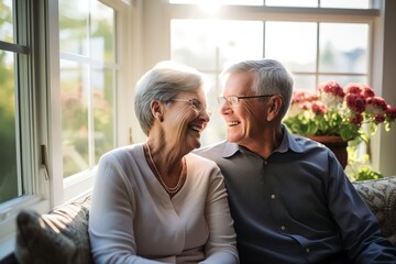 Portrait of happiness senior couple scene in the home