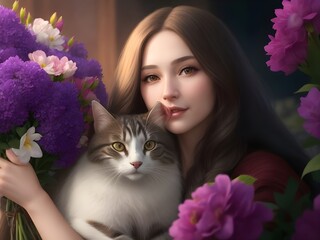 girl with cat