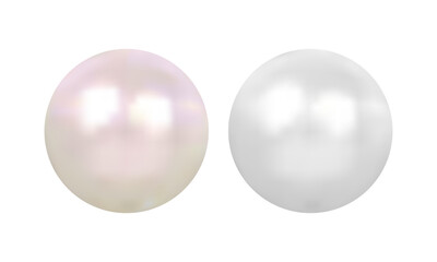 Vector realistic pearl set on white background - obrazy, fototapety, plakaty