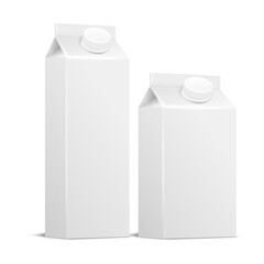 Vector white milk box square on white background