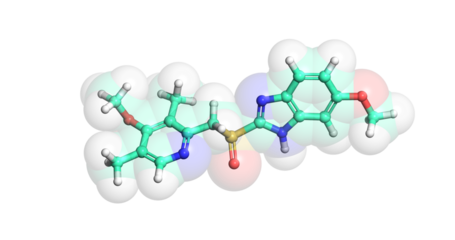 Esomeprazole (Nexium, Vimovo), anti-GERD and anti-ulcer drug, 3D molecule in 4K