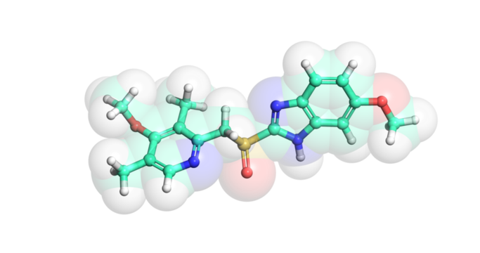 Esomeprazole (Nexium, Vimovo), anti-GERD and anti-ulcer drug, 3D molecule in 4K