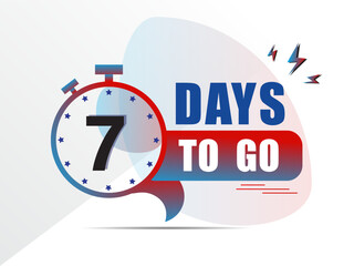 7 day to go last countdown icon. seven day go sale price offer promo deal timer, 7 days only, Countdown left days banner. count time sale. Vector illustration, number of days left badge for sale