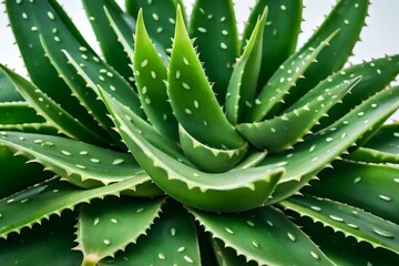 Fresh leaves and slices of aloe or aloe vera on a white background