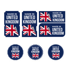 Made in Uk, United Kingdom, vector logos with Japan flag painted circles and stripe