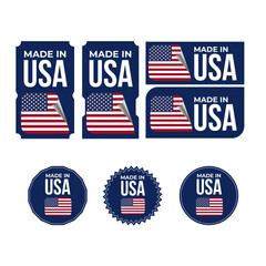 Made in USA, vector logos with Japan flag painted circles and stripe