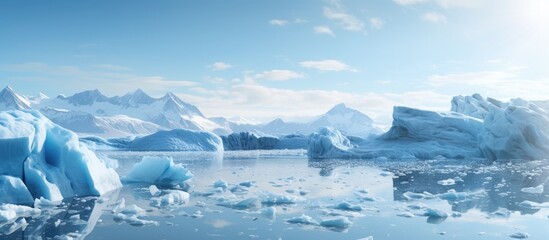 Fototapeta na wymiar Melting ice glaciers in the landscape.