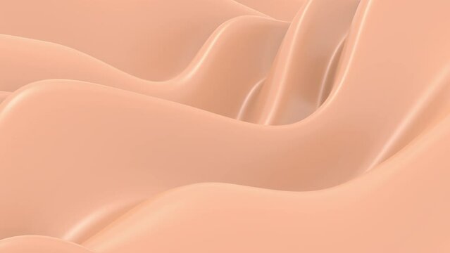 Peach fuzz Pantone Color year 2024, 3d abstract flow background animation with delicate movement of waves. Ideal for use as background to write text or presentations. 4k resolution.