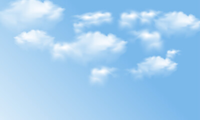 Obraz premium Vector blue sky with white clouds, sky nature landscape wall