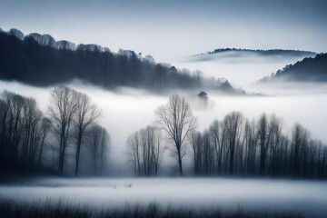 Obraz na płótnie Canvas Mystic foggy landscape in the morning