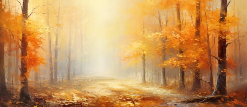 Autumn forest oil painting ambiance.