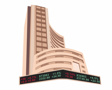 BSE building bombay stock exchange BSE stock market trading Indian businesses vector illustration
