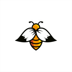 bee logo with brush wings, vector design template for your business