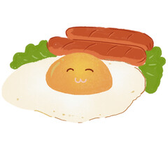 a picture of breakfast including of egg  and sausage