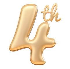 Happy anniversary 4th year - 3d render gold