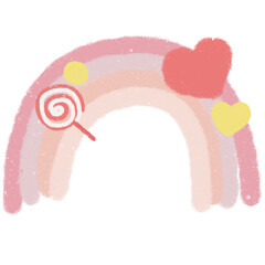 Rainbow with heart and candy