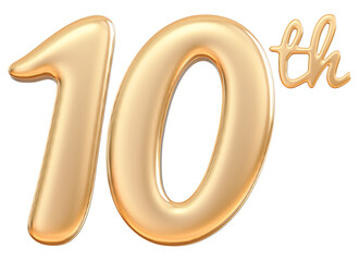 Happy anniversary 10th year - 3d render gold © Chetra168