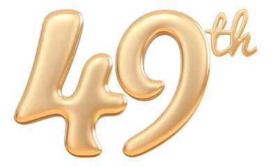 Happy anniversary 49th year - 3d render gold