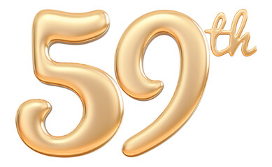 Happy anniversary 59th year - 3d render gold